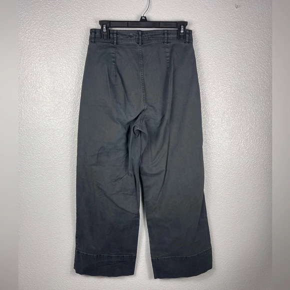 Everlane Women’s High Rise Wide Leg Crop Chino Pants Black Sz 4 Cotton Casual - Picture 7 of 8